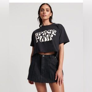 One Teaspoon Black Pleated Skater Mini Skirt